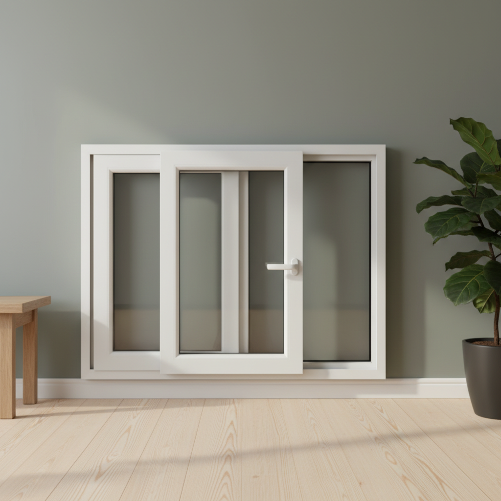 Modern Waterproof Soundproof UPVC Sliding Windows Exterior Energy Star Qualified PVC Frame for Bathroom Kitchen Living Room