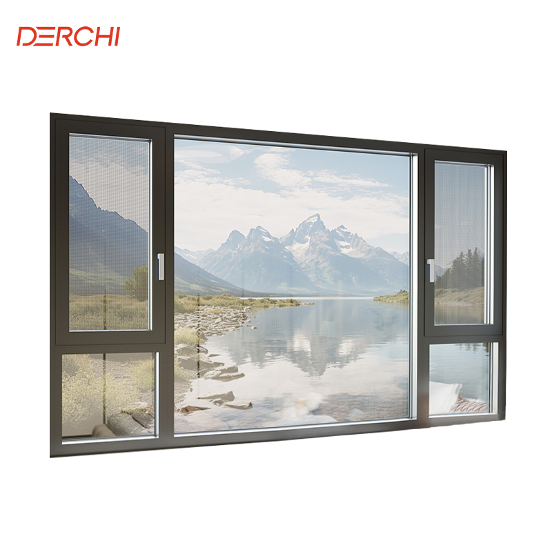 DERCHI NFRC AS2047 Slim Frame Aluminum Windows Hurricane Proof Soundproof Hurricane Proof Windows