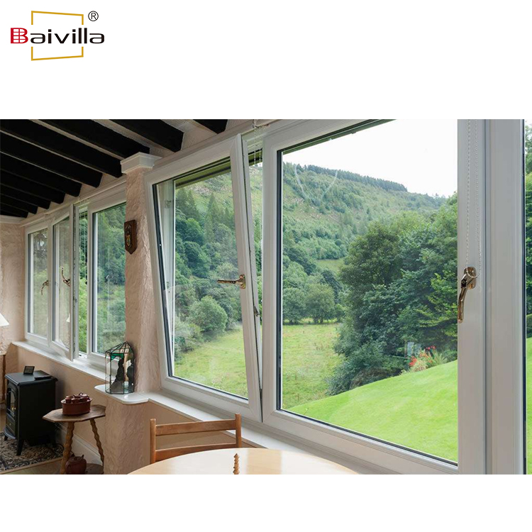 European Style PVC Double Glass Windows UPVC Tilt and Turn Window With Hardware Accessories