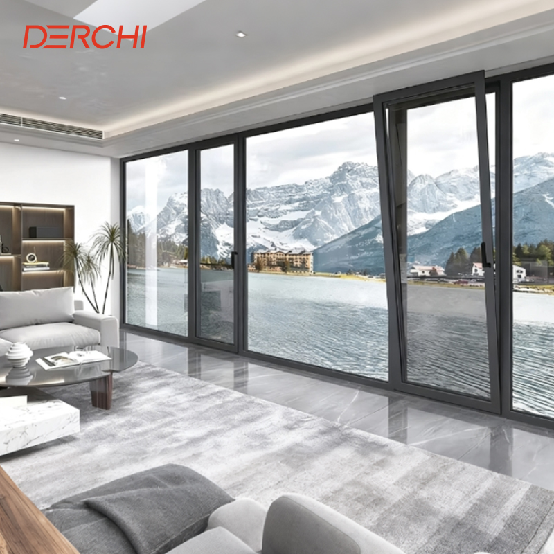 DERCHI NFRC Thermal Break Double Glaze Energy Efficient Aluminum Casement windows For House Villa Tilt and Turn Window