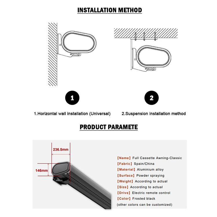 Large Outdoor Retractable Awning Tent Full Cassette Motorized Remote Control Aluminum Acrylic Extendable Patio Canopy For