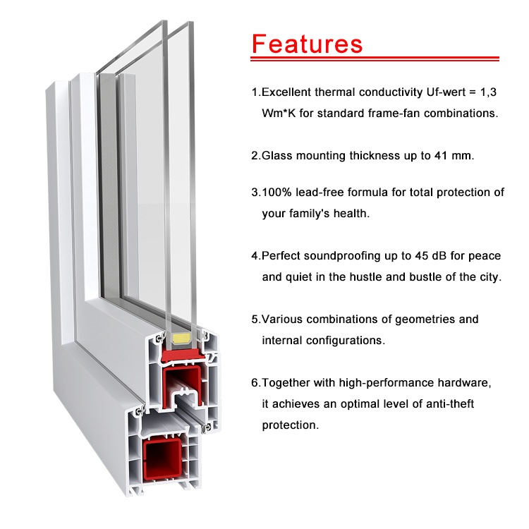 UPVC Hurricane Impact Double Glazed Sliding windows PVC Sliding Window