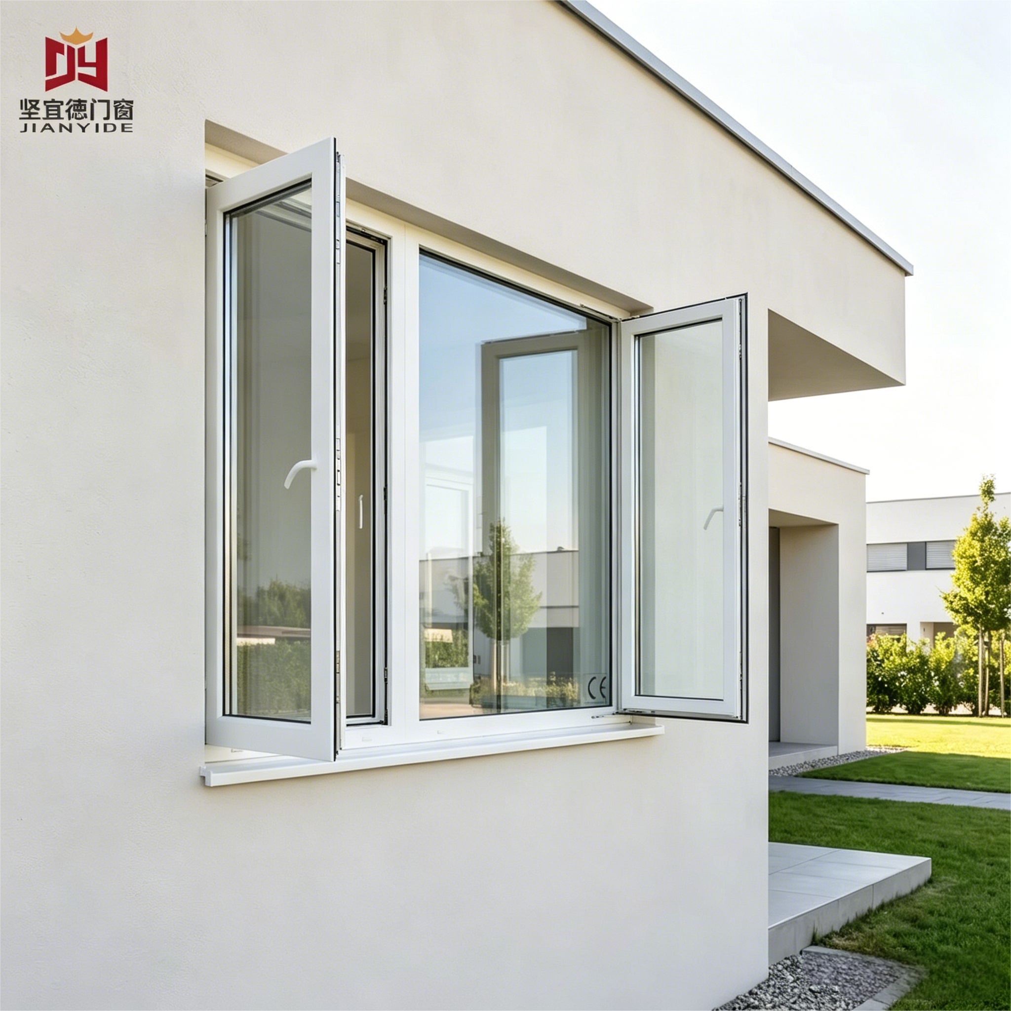 Modern China Design UPVC Horizontal Swing Double Glazed Soundproof Windproof Casement Windows For Hotel And Bedroom Use