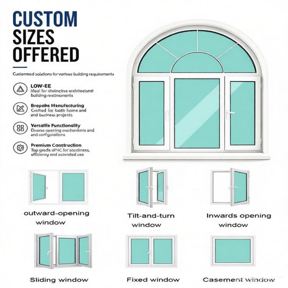 Custom Modern Hurricane Impact UPVC Casement Windows for Bahamas Villa Entry Energy-Saving Low-E Glass Hurricane Proof
