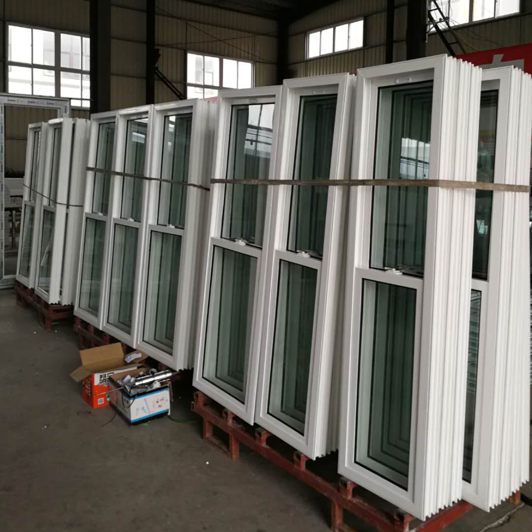 American Style UPVC/PVC Double Hung Vinyl windows With Low-e Glass and Grill for House windows