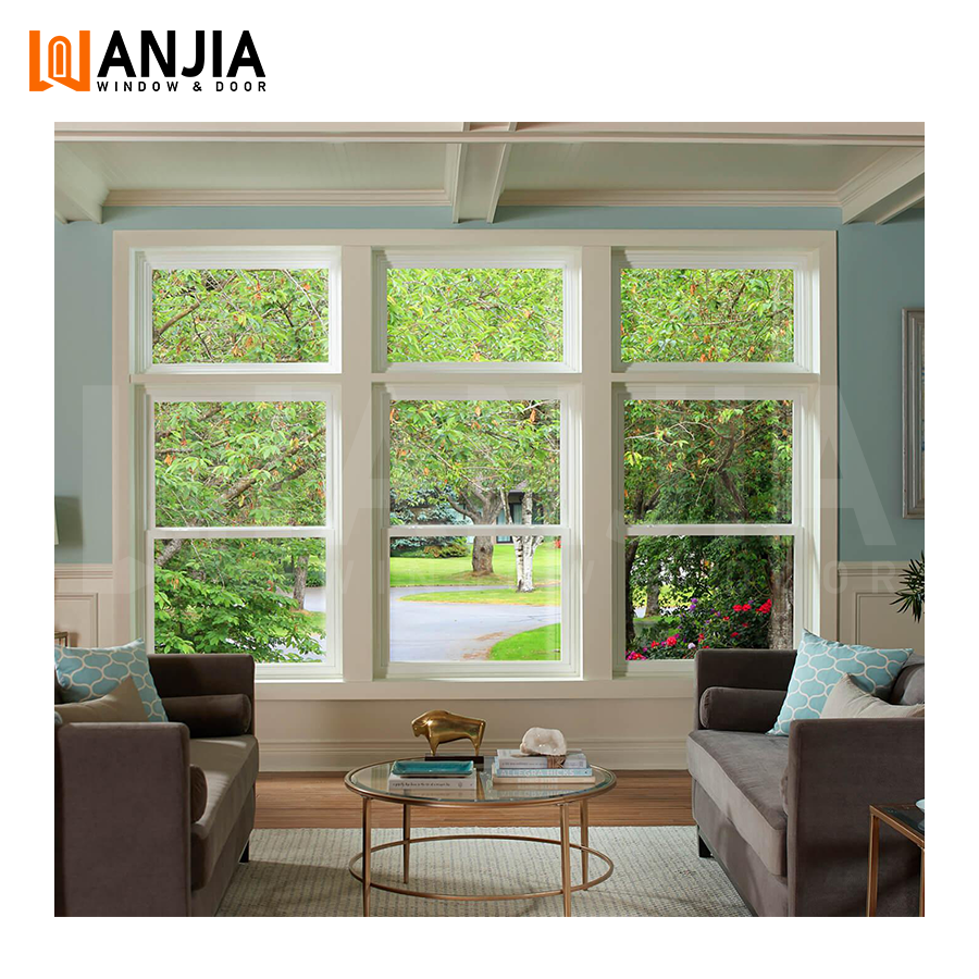 American Style Energy Efficient PVC Hung Window UPVC Single Double Hung Sash Window Vertical Sliding Window