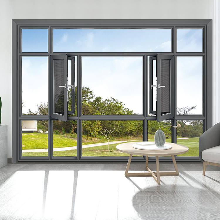 Double-Glazed Aluminum PVC/UPVC Casement Windows Aluminum Frame Windows for Houses