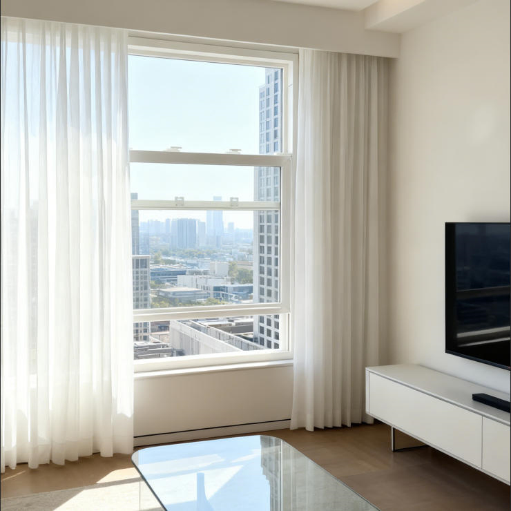 Aesthetic UPVC American Style UPVC Vinyl Single Hung Window with Fin for Residential &amp; Commercial Use