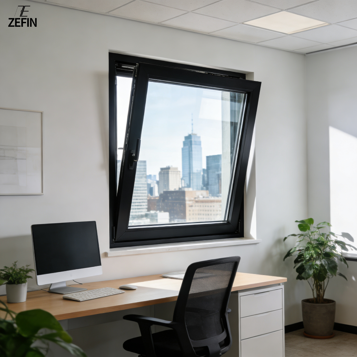 Customizable Commercial UPVC System Tilt and Turn Window with Double Glazed Commercial Window and Heat Insulation Modern Design