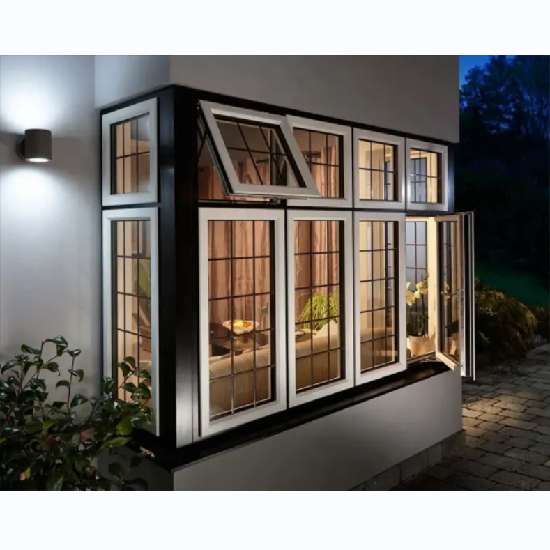 CBMmart Double Tempered Glass Aluminum Windows Top Hung Villa Home Well-Ventilated UPVC Window Manual Aluminum Awning Window