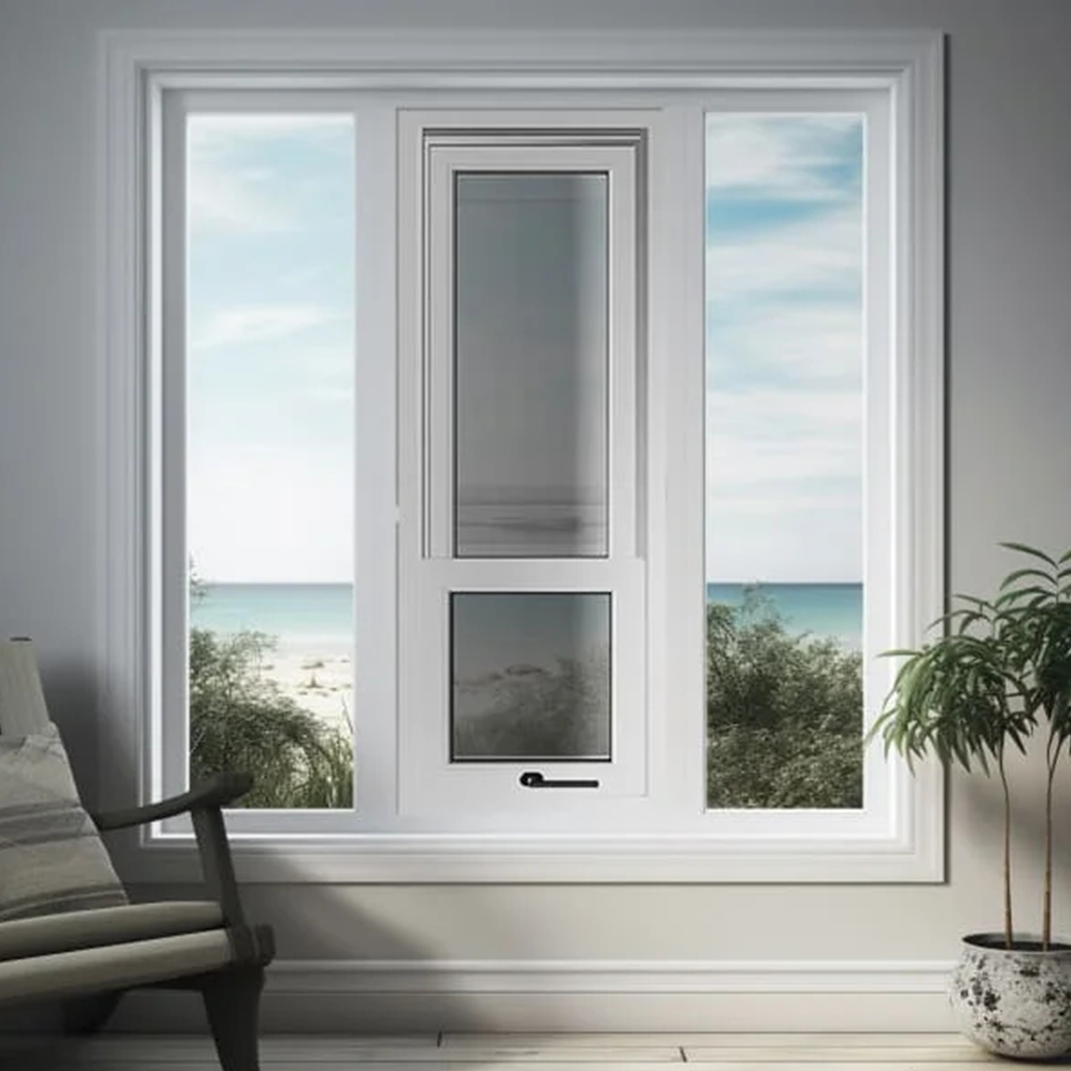 Hot Sale American Style PVC Vinyl Sliding Window Double Hung Window Energy Efficient UPVC Window for Residential Building