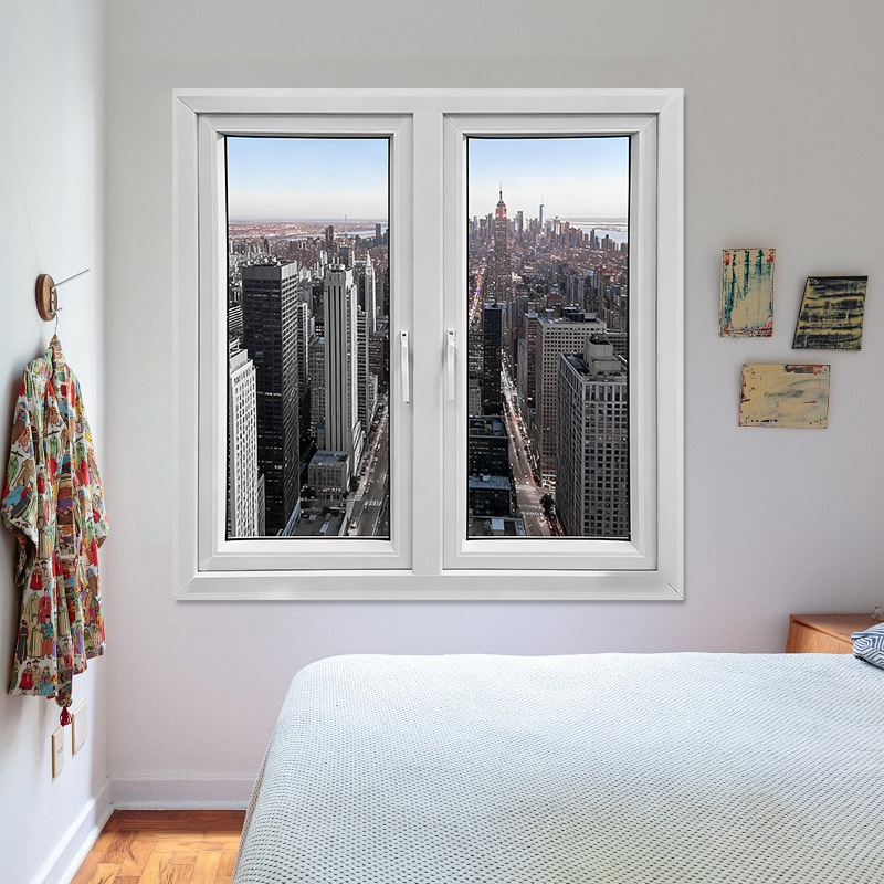 Modern Vertical Indoor UPVC Plastic Steel Casement Window Heat Insulation Swing None Glass Foshan Guangdong
