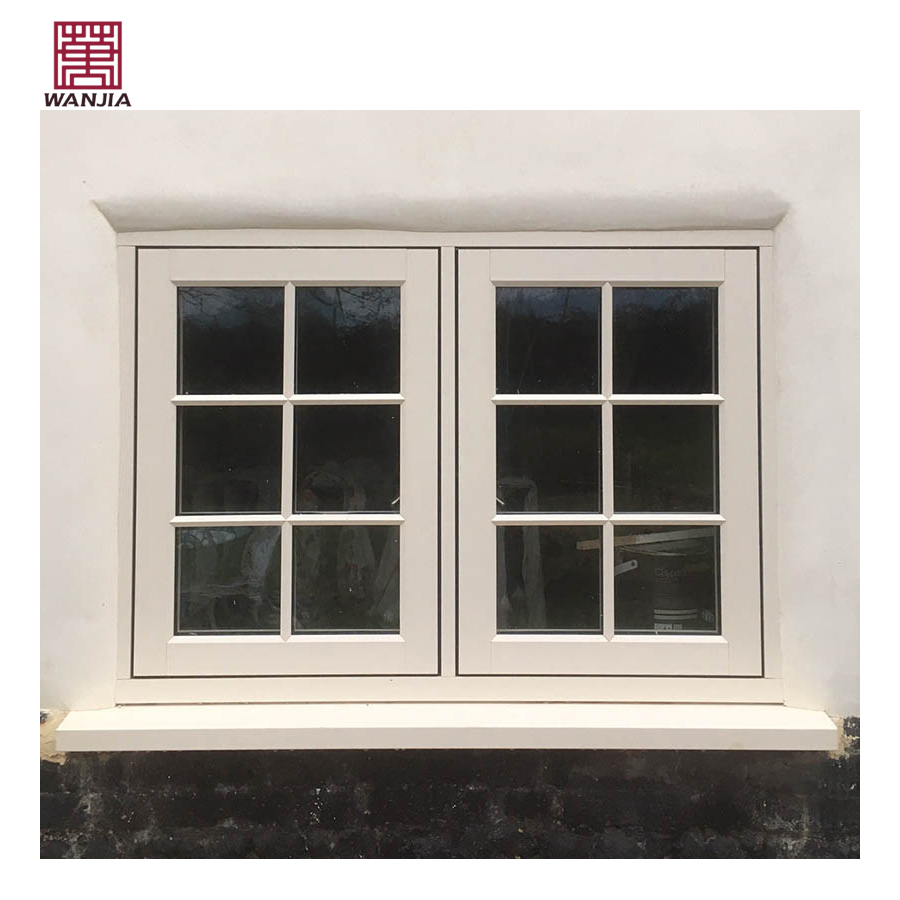 Modern Grid Design High Quality Upvc/Pvc/Vinyl Casement Window with Sound Insulation Tempered Glass Louver Curtains for Villas