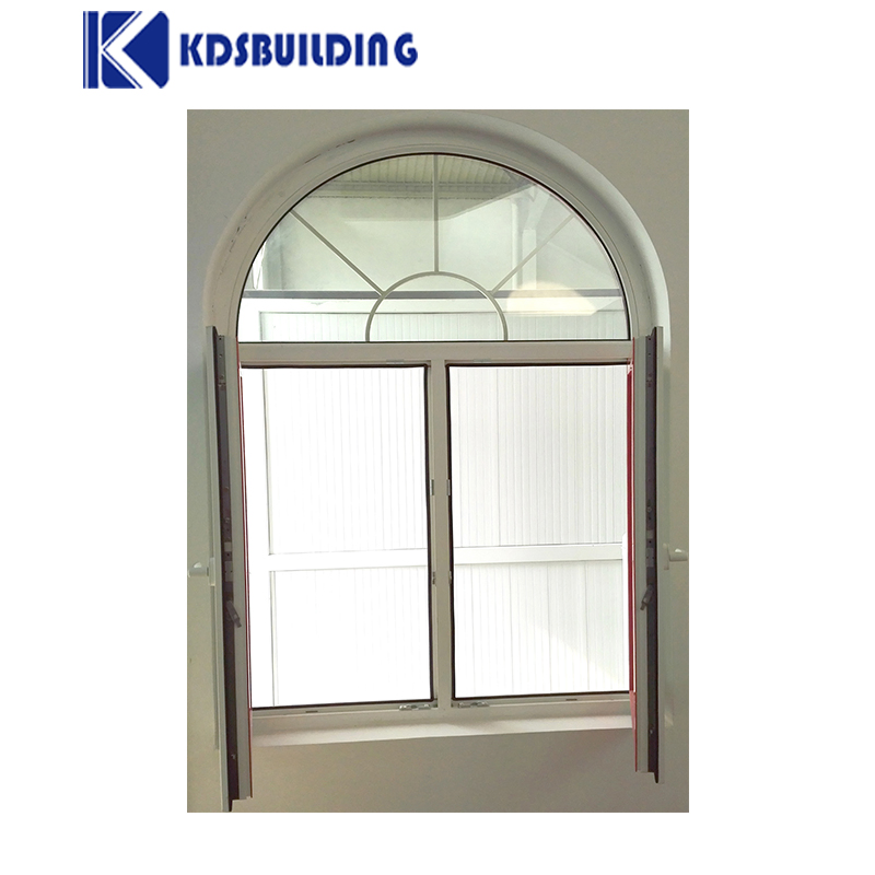 Kdsbuilding Round Custom Casement UPVC Glass Arch Top Casement Window Vinyl