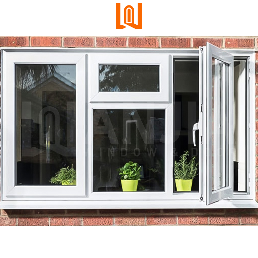 Customized Waterproof Office UPVC Top Hung Window Vinyl Glass Awning Window