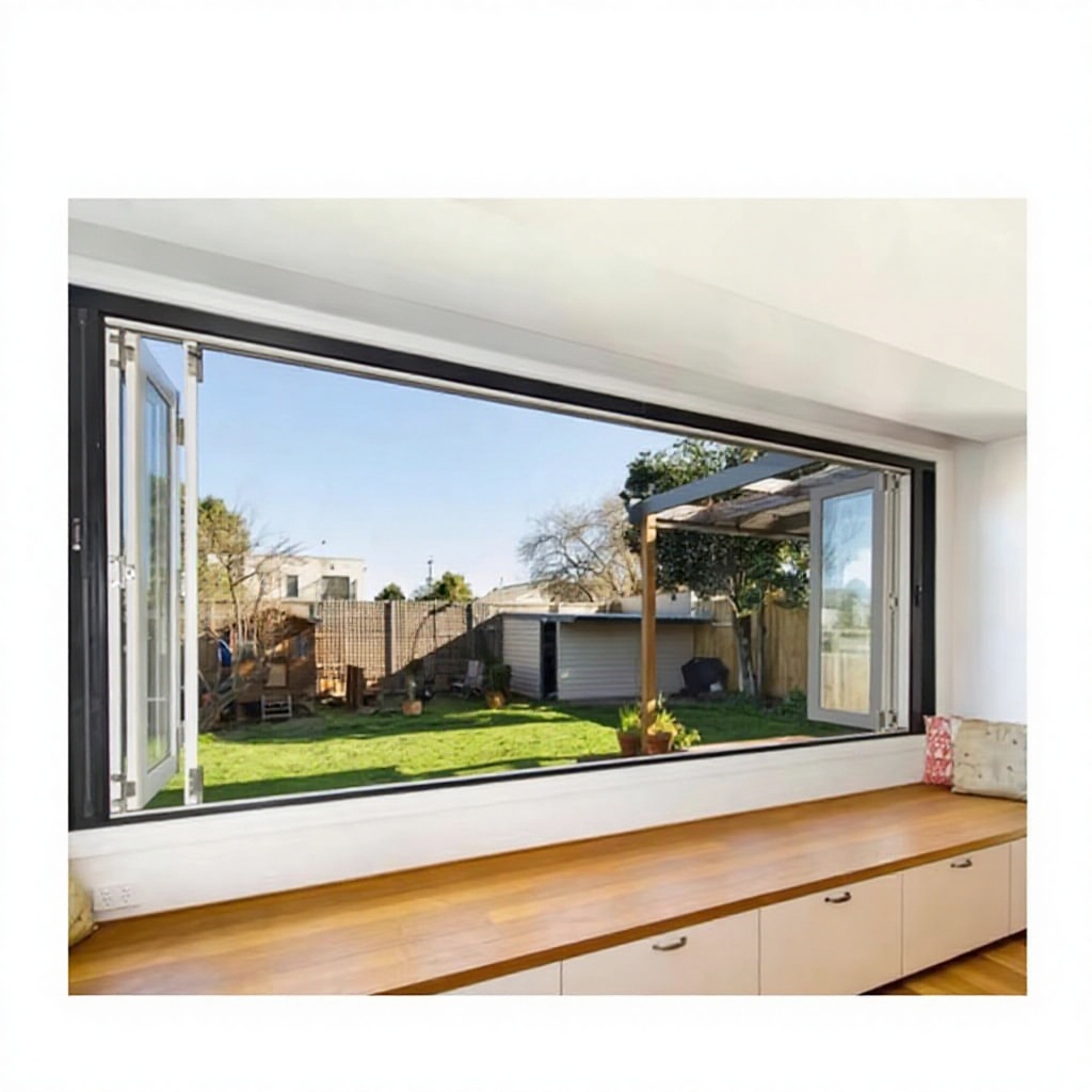 Modern Design Commercial Window Frames Foldable Window Tempered Glass Bi Folding Windows Australia