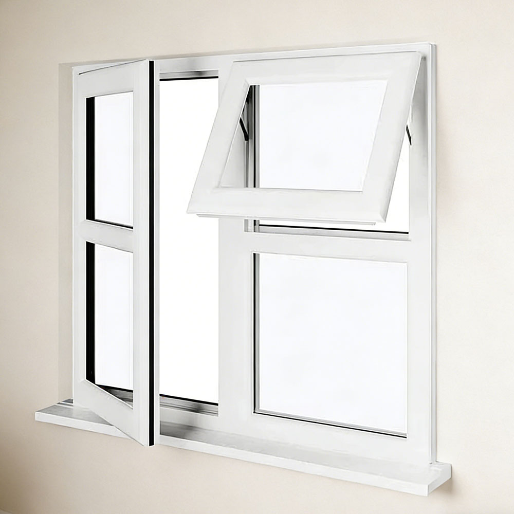 Customized Design PVC Hurricane Impact Casement Windows with Fiberglass Screen Tempered Glass Automatic Opening &amp; Insect Control