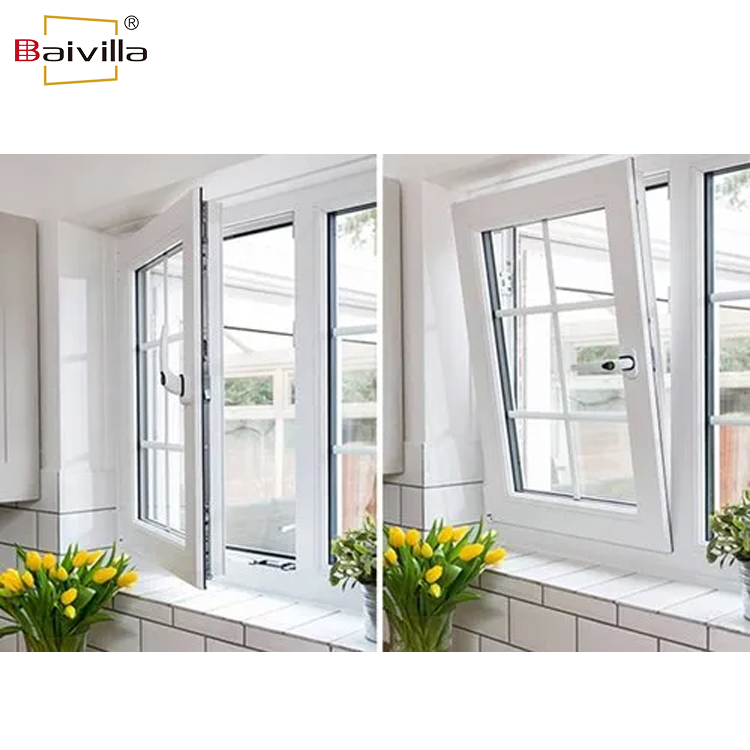European Style PVC Double Glass Windows UPVC Tilt and Turn Window With Hardware Accessories