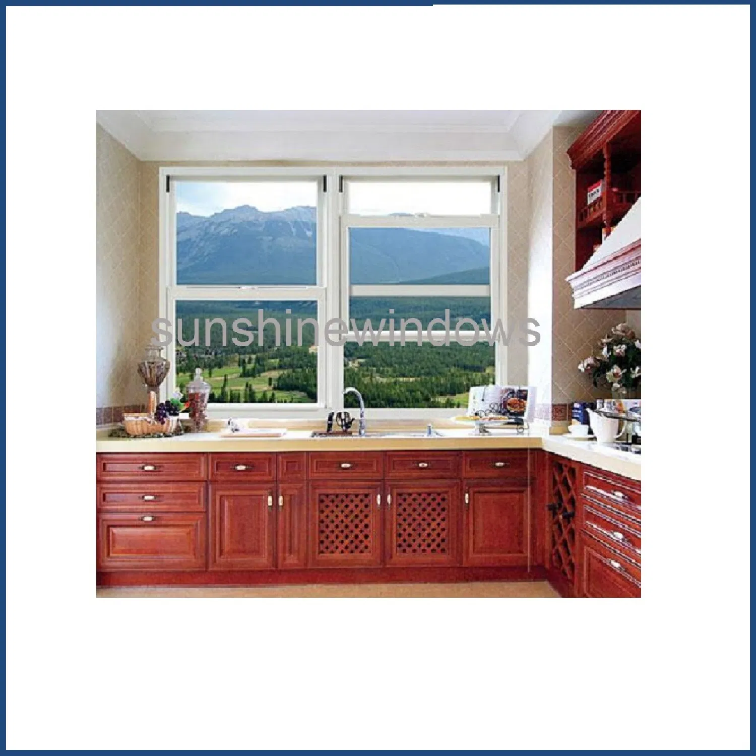 American Style UPVC Single Hung Window with High Quality
