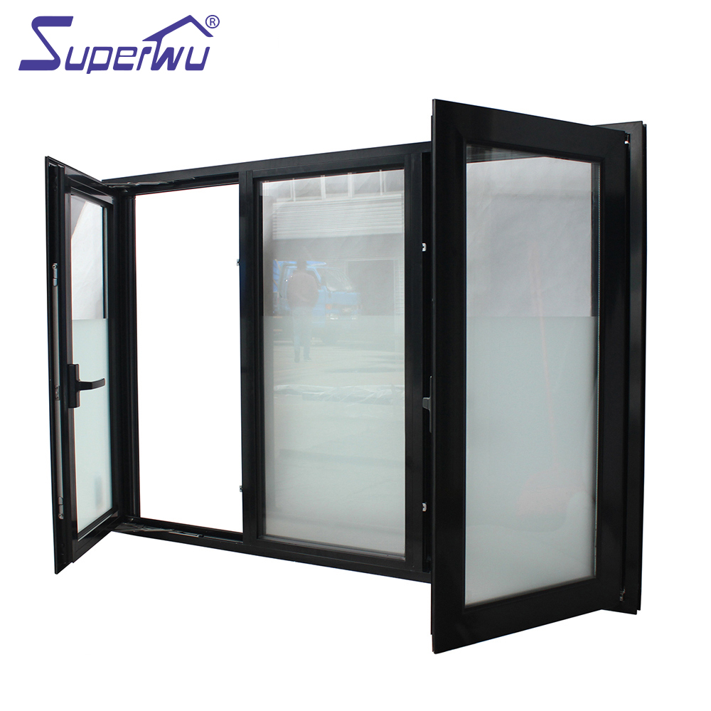 Miami Florida Dade Aluminum windows Doors Hurricane Impact Glass Casement Window With Retractable Flyscreen