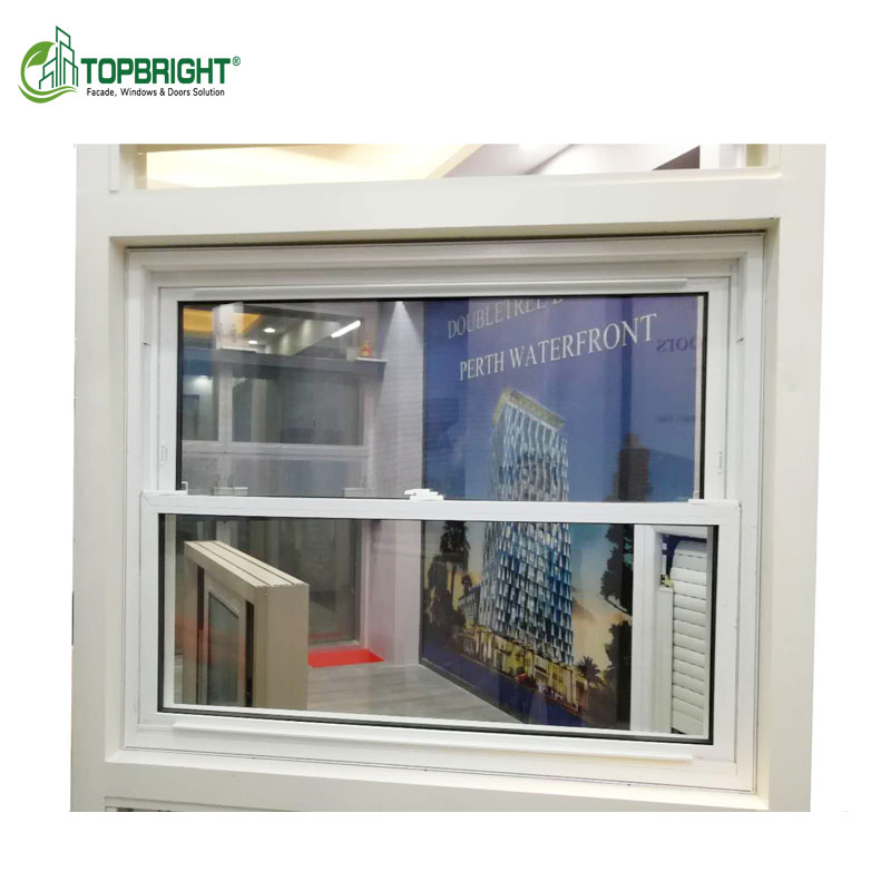 Residential PVC UPVC Window Glass Coastal Wind Resistance Balconies Double Glazed Single Hung Windows
