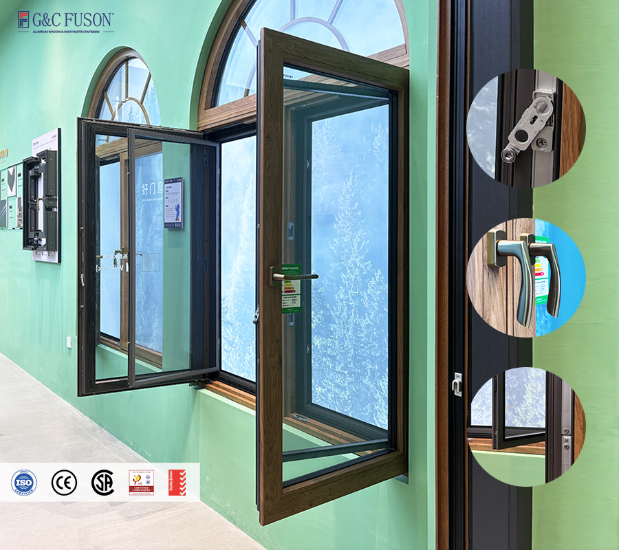 Fuson Arc Window Camber Window Steel Pvc/Upvc Windows Aluminum Double Glazed Garden Swing Window External Casement Windows/Doors