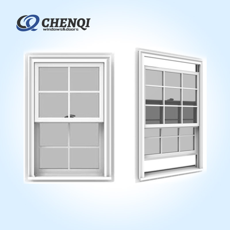 American Style Vinyl UPVC Hand-operated Single Double Hung Windows Double Tempered Glazed Hung Window Top Hung Window