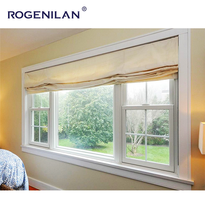 Rogenilan American Waterproof Aluminium Double Glass Sash Window Single Double Hunge Vertical Sliding windows