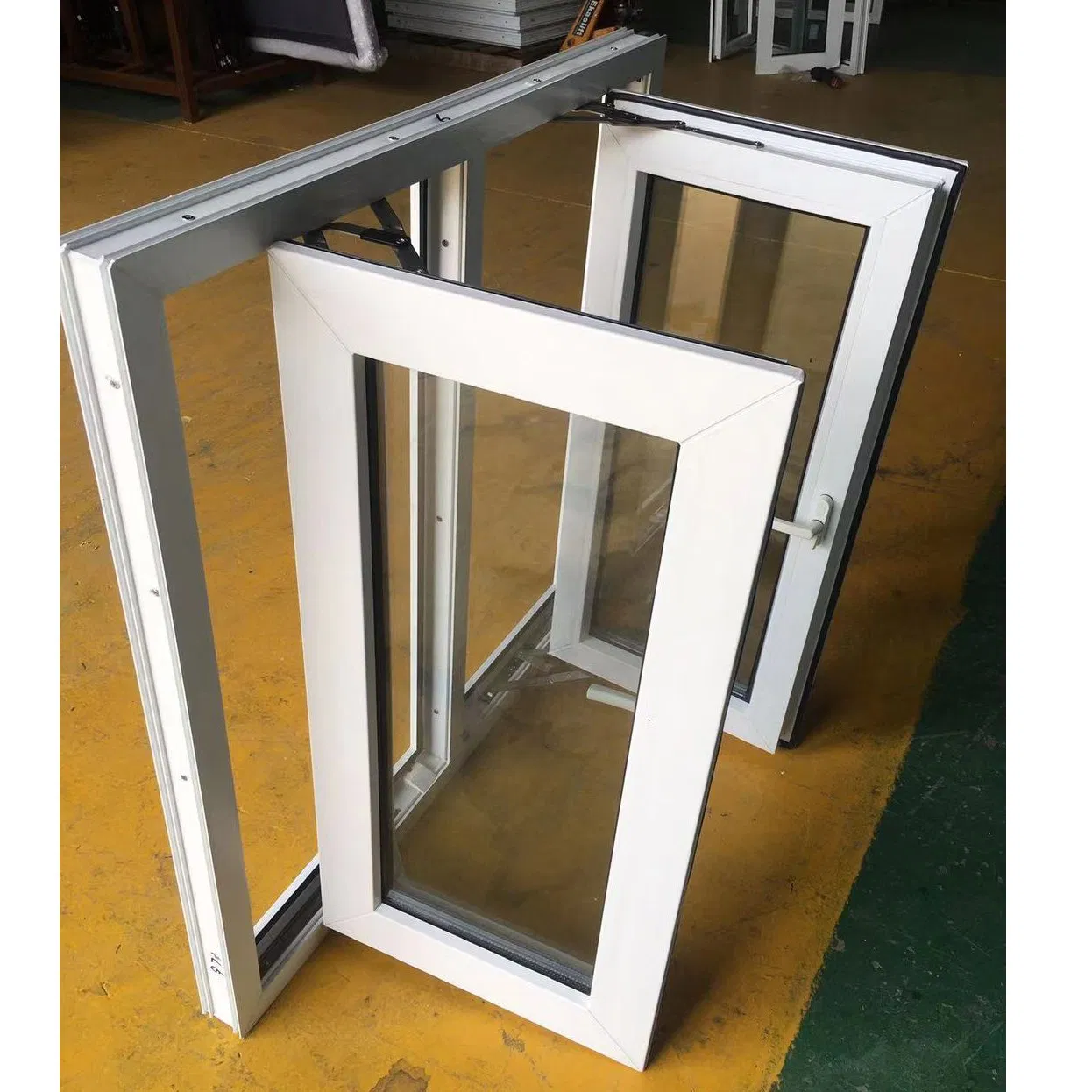Custom Hurricane Impact PVC/UPVC Glass Casement Window for Floor Decoration