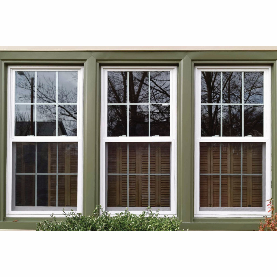 American Replacement Top Hung Sash Window UPVC Vinyl Exterior Vertical Sliding Double Single Hung Windows With Screen