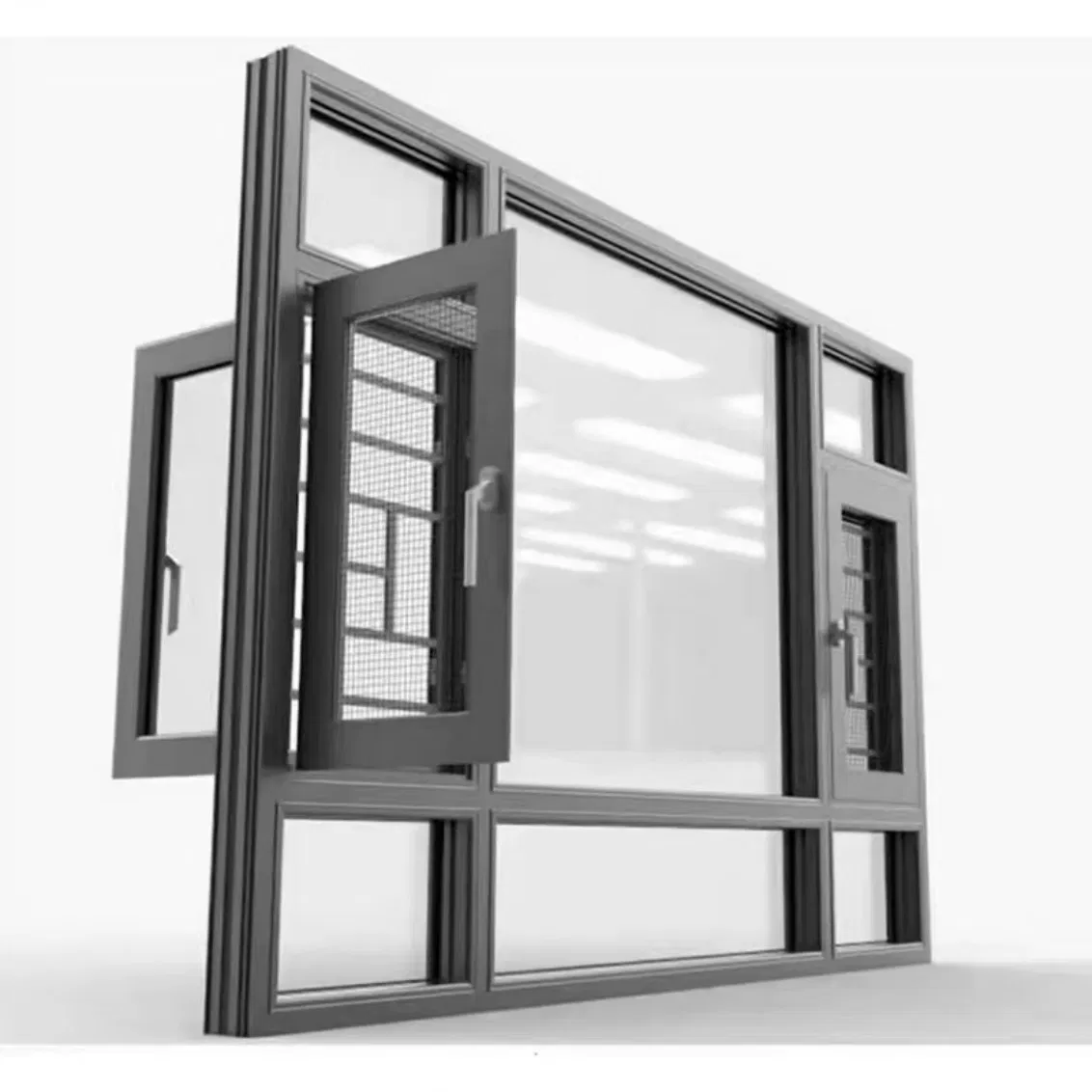 Elegant Attractive Double Glazing Window with Three Stations Work