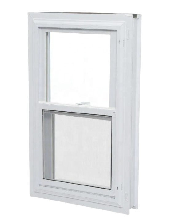 Simple Design PVC Double Hung Window UPVC Vinyl Insulated Residential House Double Glazed Windows