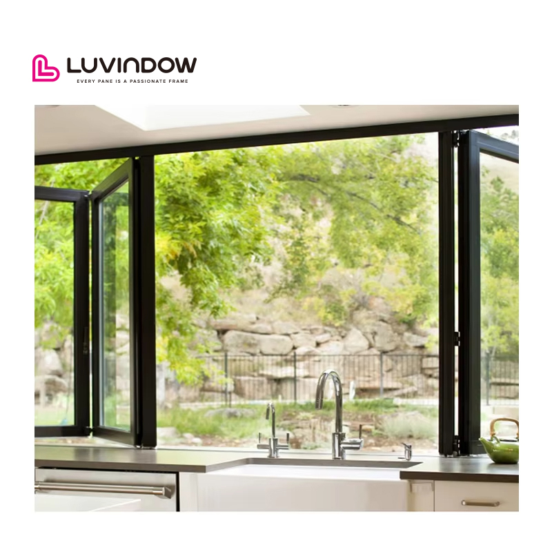 American Style Manufacture Aluminum Storefront Electric Vertical Sliding Bi-folding Up Windows