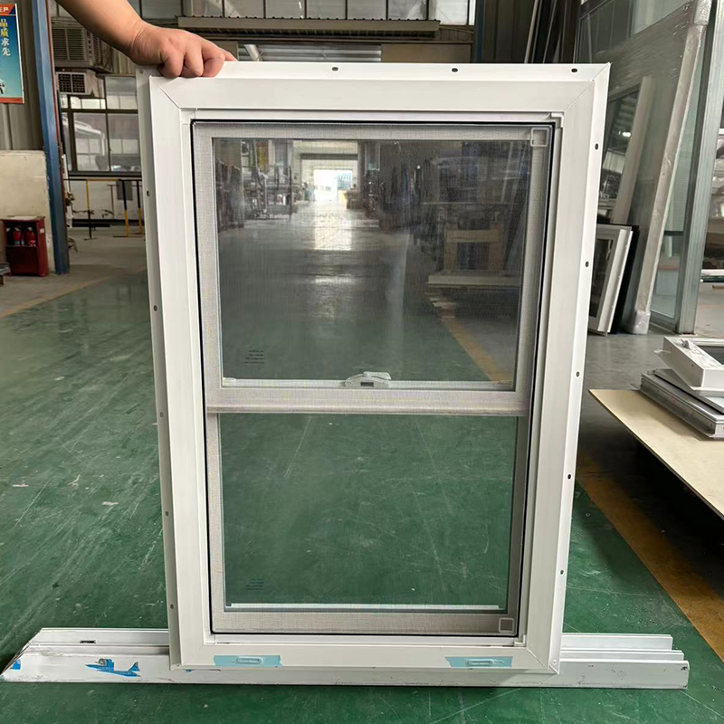 Prefabricated Houses Upvc Double Hung windows with Flange White Vinyl Double-Hung Sash Window