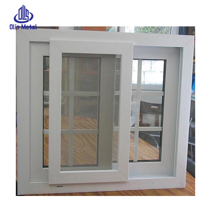 Simple American-style Vinyl UPVC Grille Design Low-e Glass Sliding windows PVC Profile Frame For windows With Insect Screen