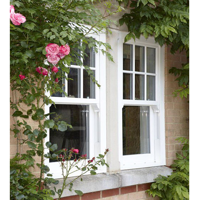 Modern Single Hung UPVC Double Pane Windproof Windows with Fiberglass Screen Netting Sliding Vertical Opening for Apartments