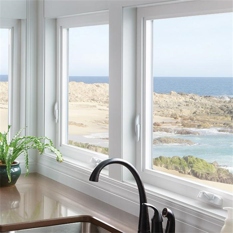 Outward Opening UPVC Horizontal Casement Windows Heavy Duty Wind Resistant Design Stainless Steel Magnetic &amp; Folding Screen