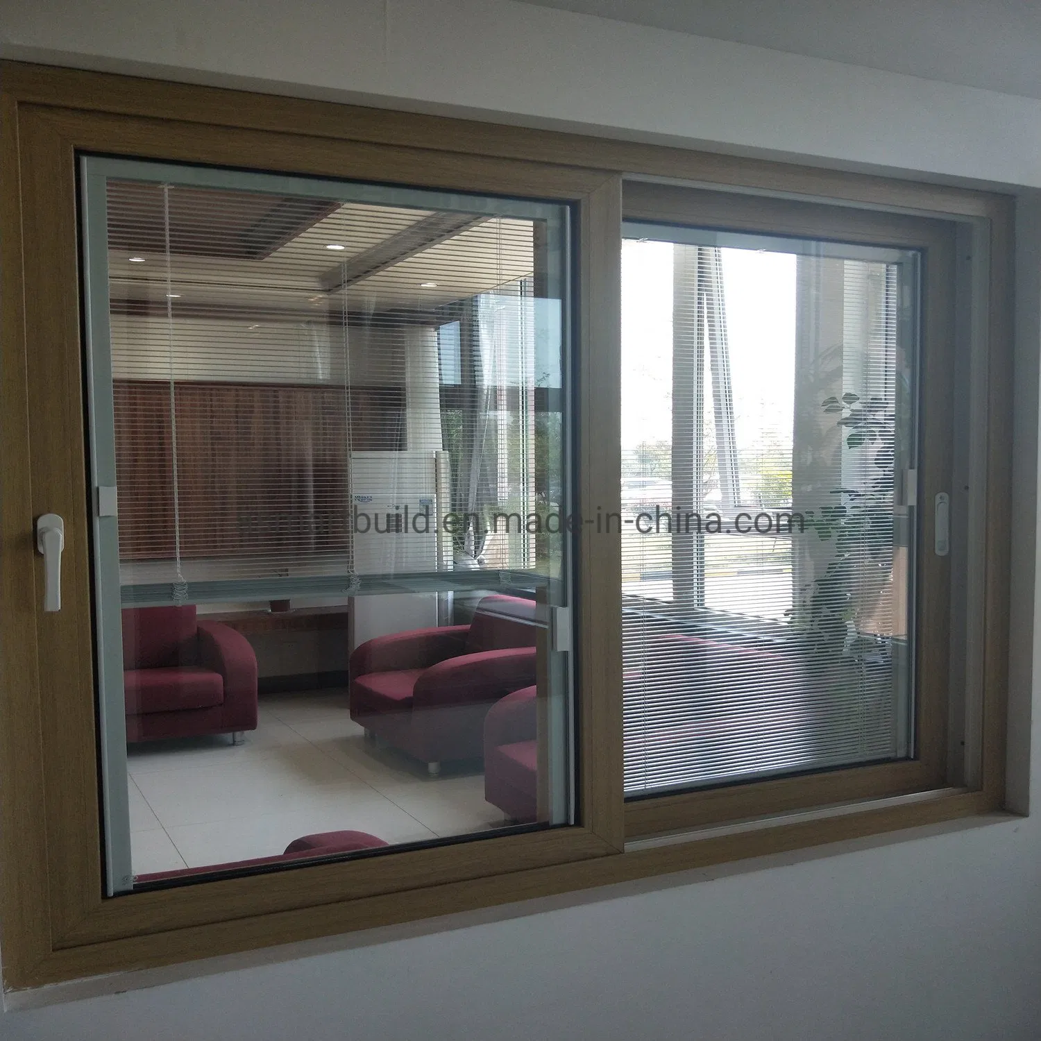 UPVC/PVC Sliding Window with Inter Blinds for Residential and Commercial Building (T105)