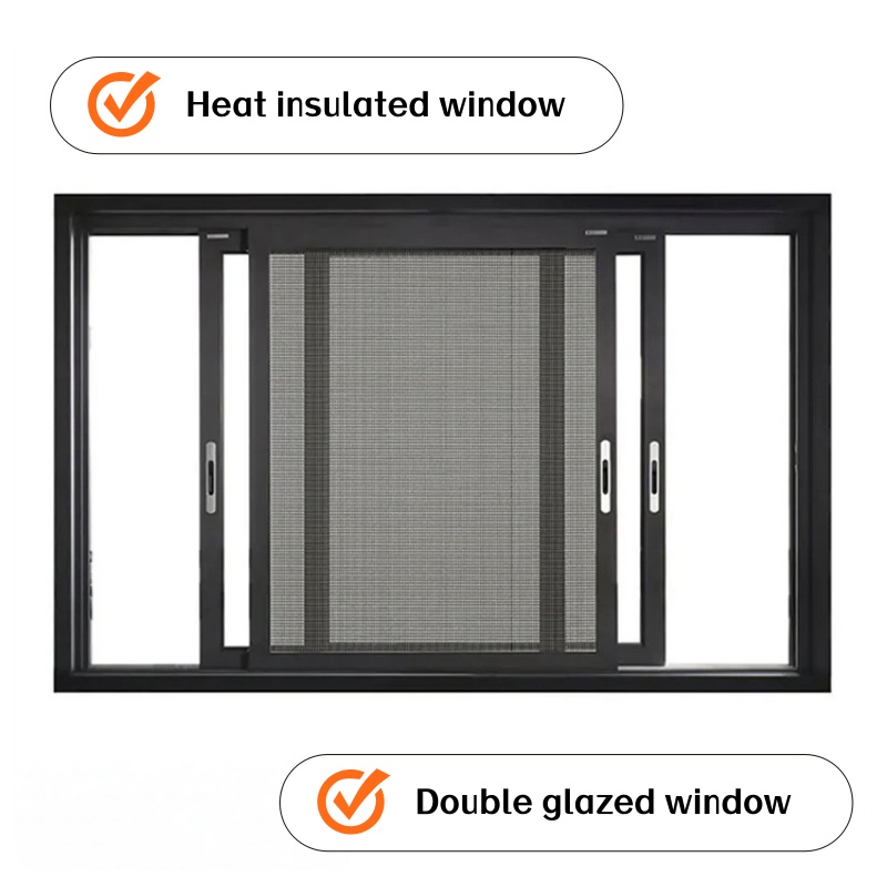 Low Price Full Custom Thermal Aluminum Insulated Glass Heat Insulation Shutters Aluminum Sliding Windows For Africa Market Use