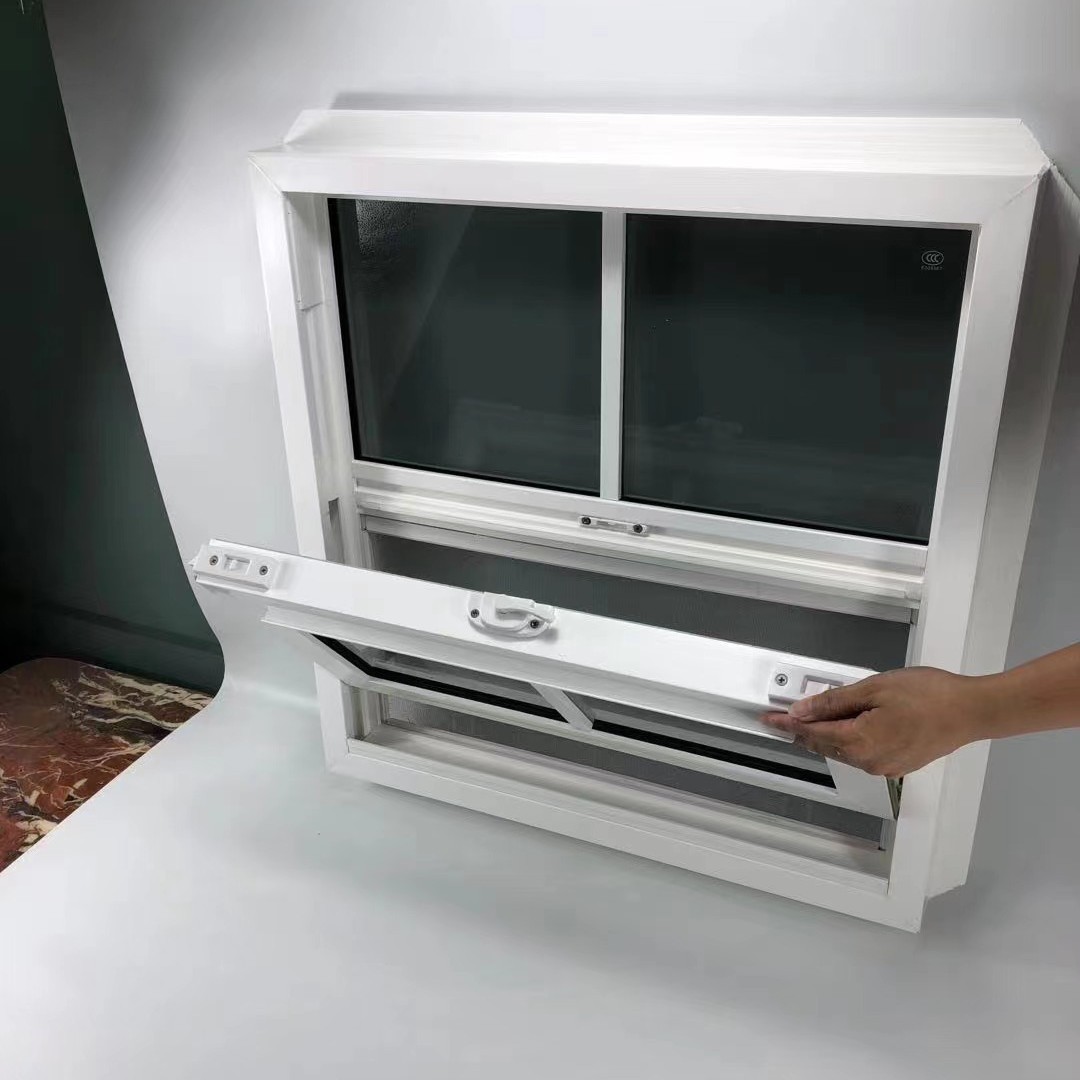 High Quality Commercial Double Hung Vinyl Window Double Glass Hurricane UPVC windows For House
