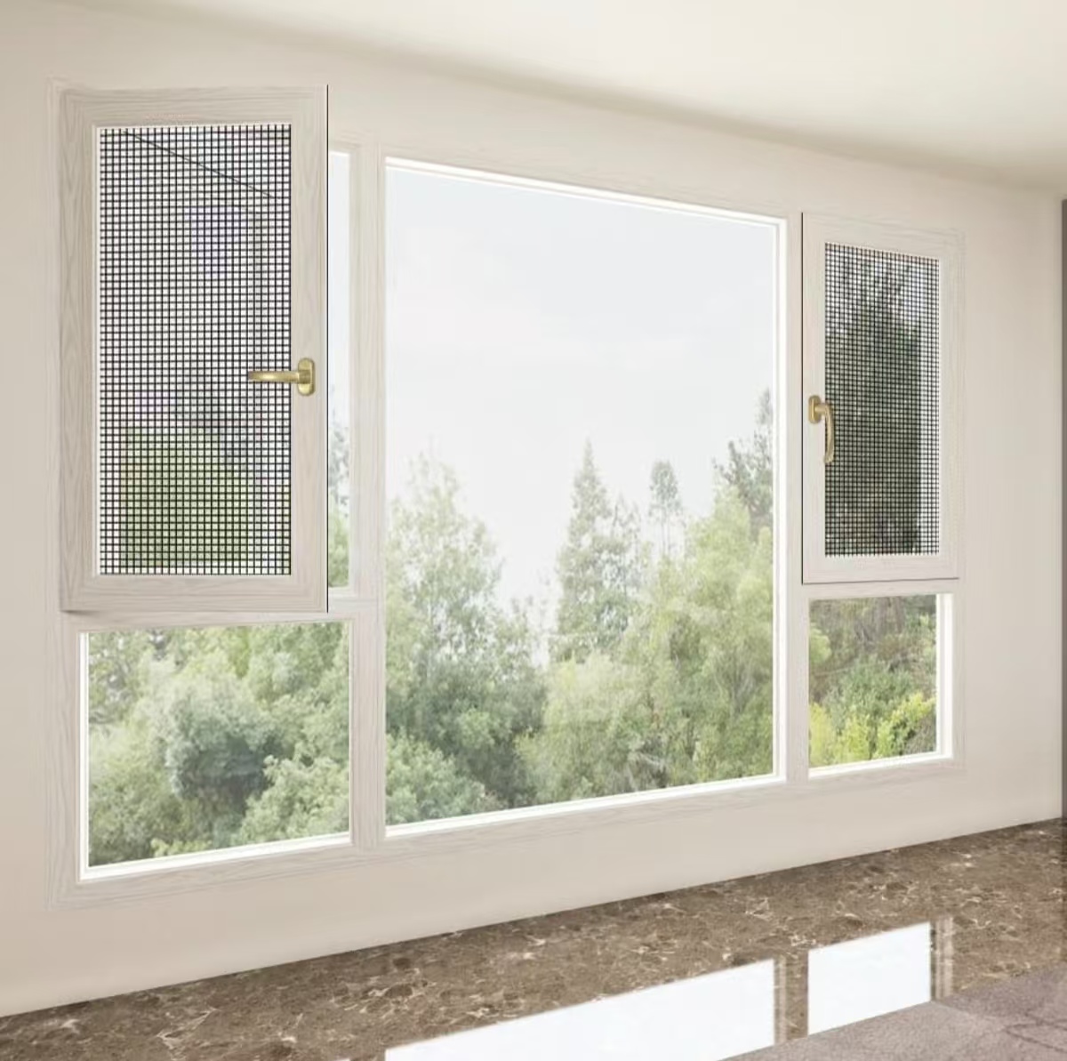 Energy Efficient UPVC Casement Window Double Glazed Weather Seal EcoSave Model Vinyl Windows