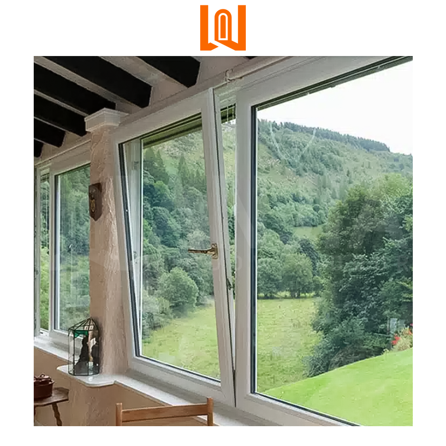 NFRC American Style Soundproof Vinyl Tilt and Turn Window House Single Glass Design UPVC Casement windows