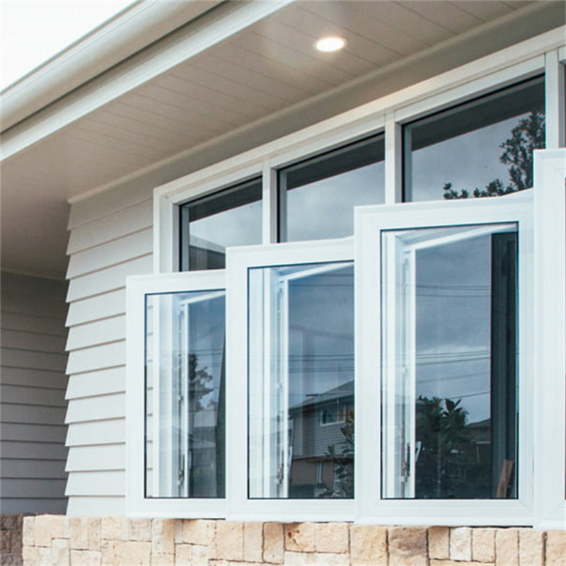 Outward Opening UPVC Horizontal Casement Windows Heavy Duty Wind Resistant Design Stainless Steel Magnetic &amp; Folding Screen