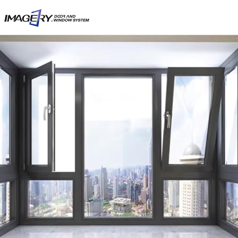 Customized Modern Villa Aluminum Glass Casement Windows Waterproof Sound Insulation With Louver For Bedroom