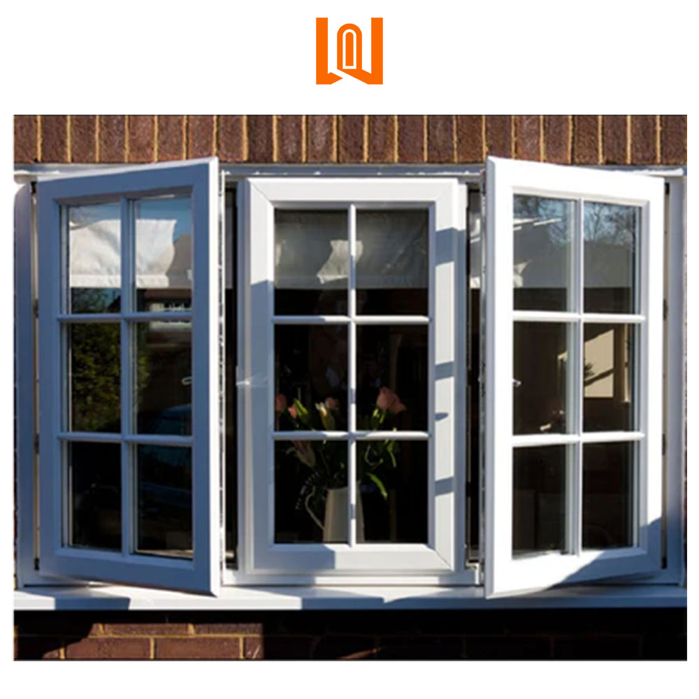 WANJIA Ce Certified Grid Design Upvc windows Villa Home Double Glazed Casement Window Standard Heat Insulation Pvc windows