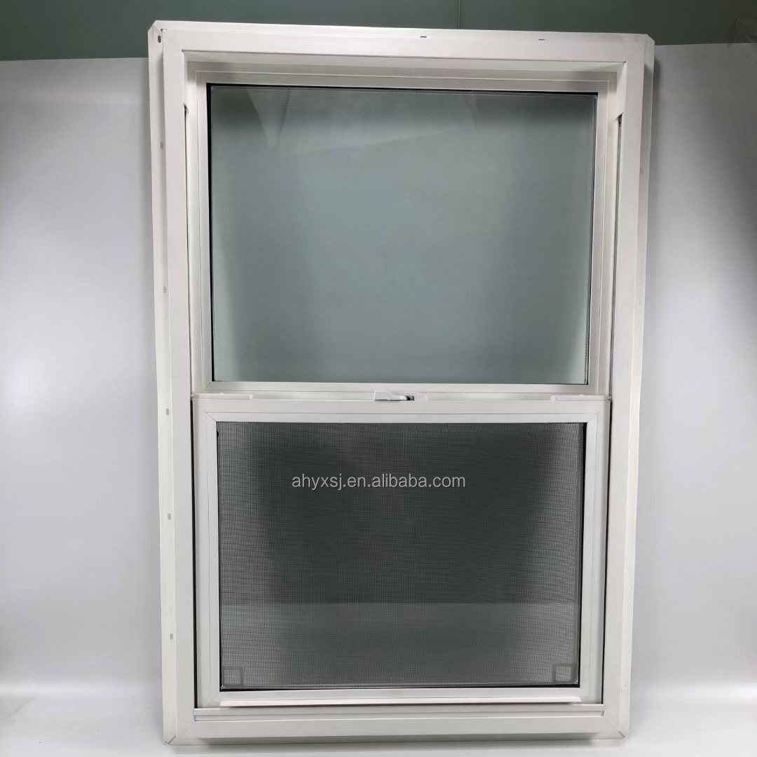Australian Standards Profile PVC Double Hung Windows Hurricane Proof Double Tempered Low E Glass UPVC Vinyl Windows