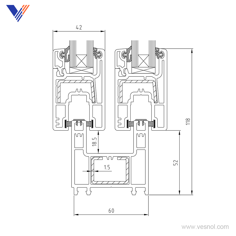 60 Series UPVC Modern Sliding Windows Soundproof Energy Efficient Durable for Residential Buildings Home Renovations