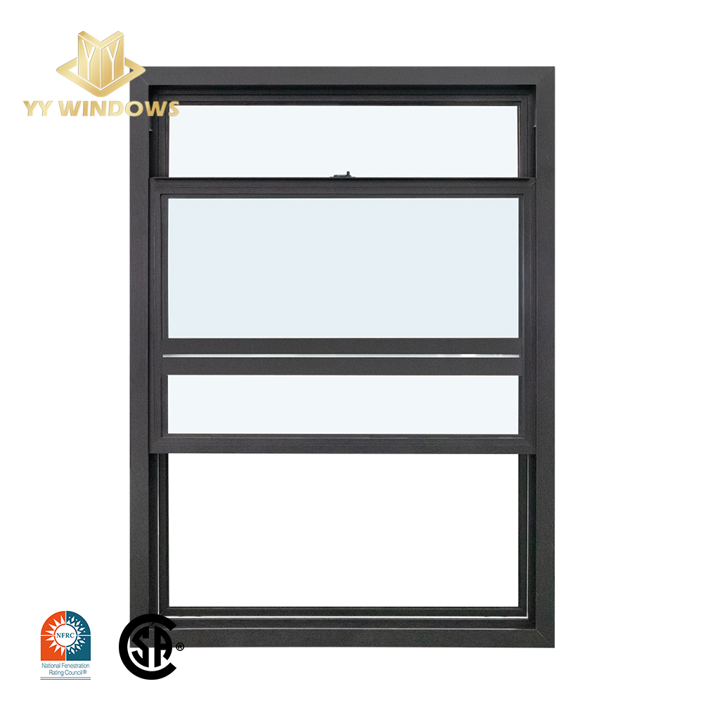 NFRC / CSA Standards Custom Design High Energy Efficiency Double Tempered Glass Upvc Pvc Vinyl Black Single Hung windows