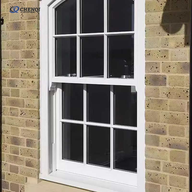French Commercial White Vinyl/UPVC Single Double Hung Windows Custom Glass Hand-operated Hung Window Top Hung Windows