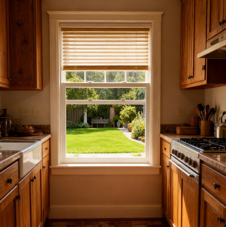 Energy-Saving American Style UPVC Vinyl Single Hung Window with Fin Flange